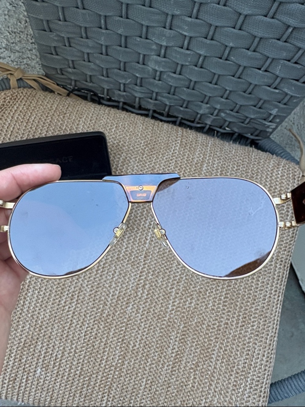 Versace Gold Aviator Sunglasses with Brown Lenses - Picture 3 of 6